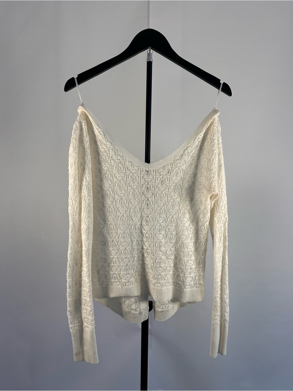 Frenchi Ivory Off-Shoulder Cable Knit Sweater